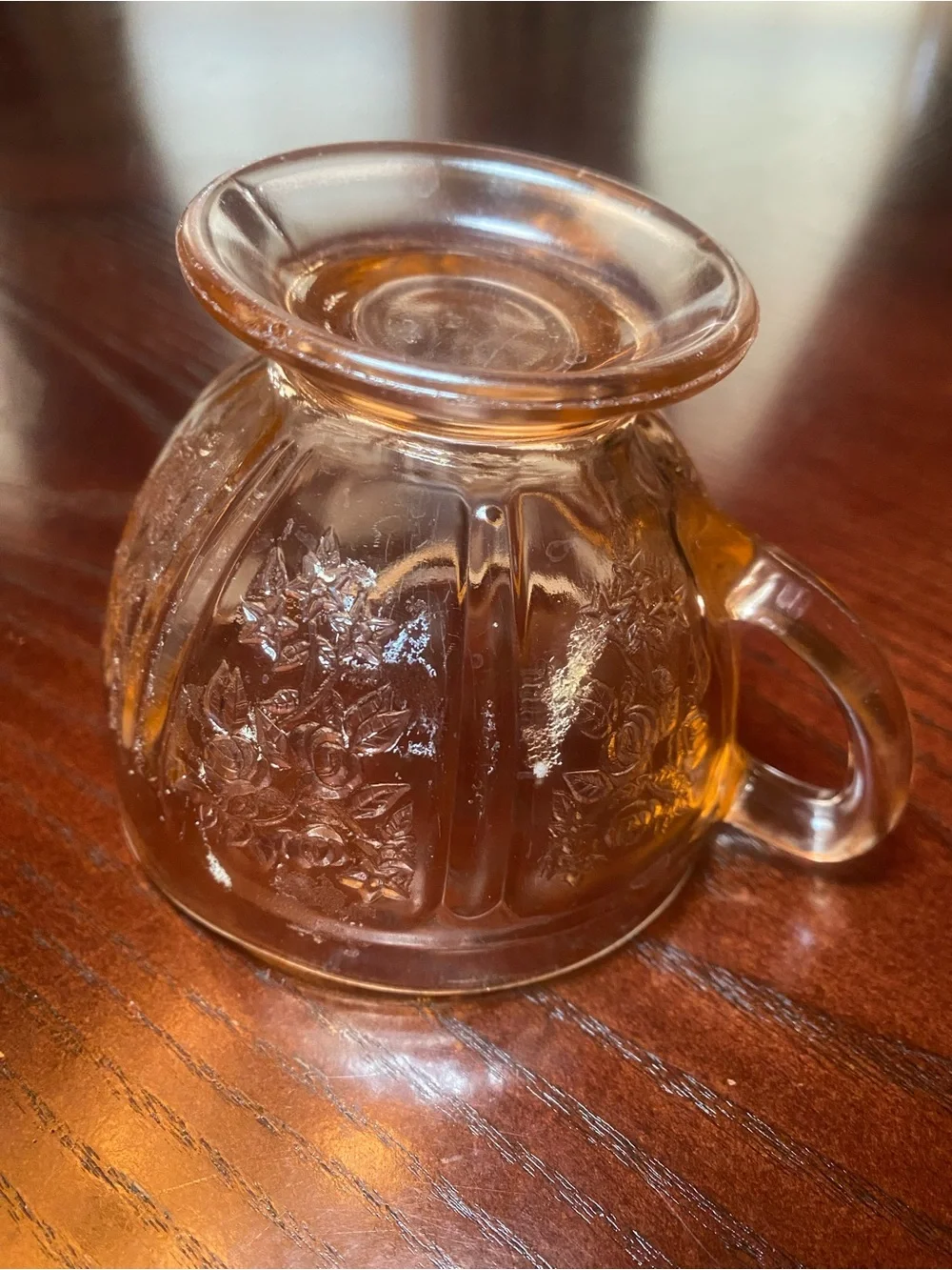 Federal Glass Company pink Sharon Rose Footed Creamer